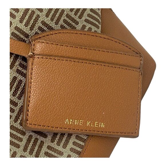 Anne Klein Logo Flap Backpack Purse Tan Faux Leather w/Card Holder New w/o Tags main image 6